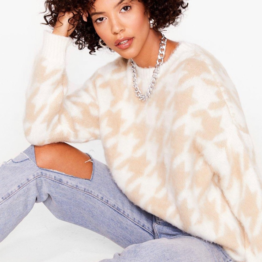 Nasty Gal Herringbone Oversized Sweater